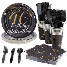 144 piece 40th birthday party supplies