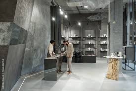 interior of jewelry boutique with male