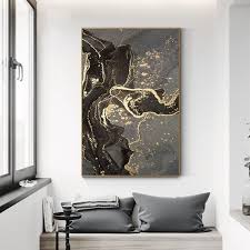 Abstract Black Gold Line Canvas Canvas