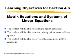 Matrix Equations And Systems Of Linear