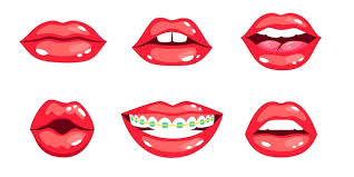 female lips set cartoon beautiful