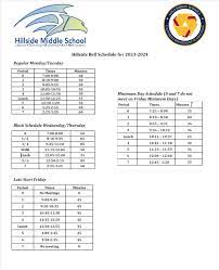 bell schedule hillside middle