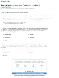Quiz Worksheet Sampling Techniques In Scientific
