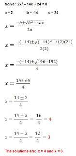 solve quadratic equations form