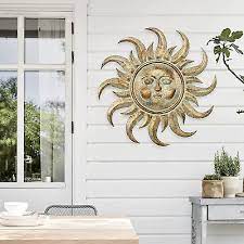 Remenna Metal Sun Wall Art Decor 21 5inch Hanging For Indoor Outdoor Home Bedroom Living Room Office Garden Yard Patio Rustic Finish