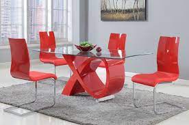 Find great deals on ebay for red leather dining room chairs. Ribbon Red Glossy Modern Dining Table Red Dining Room Glass Dining Table Set Glass Round Dining Table
