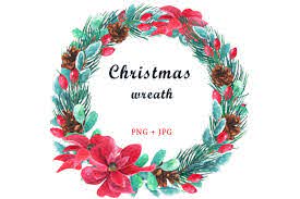 Watercolor Christmas Tree Wreath Clipart Graphic By Colours Of Wind Creative Fabrica