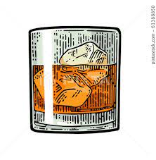 Whiskey Glass With Ice Cubes Vector