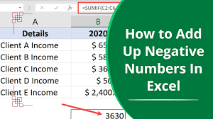 how to add up negative numbers in excel