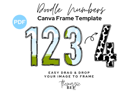 doodle numbers editable canva frame