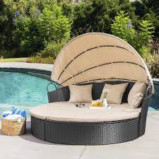 lacoo outdoor patio round daybed with