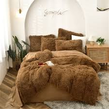 polyester fluffy bed covers bedding set