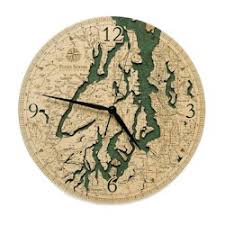Wood Chart Puget Sound Wall Clock