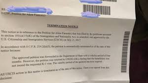 termination notice i 129f k 1 fiance