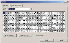 insert symbols in spreadsheets