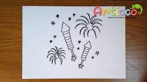 how to draw fireworks party step by