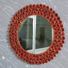 Red Rose Round Wall Mirror