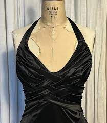 TABOO Womens Blk Satin Knit Halter Event Gown Sz 78 Pre-owned | eBay
