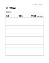 Workout Progress Chart Templates At Allbusinesstemplates