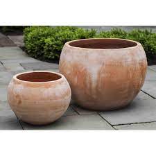 round globe outdoor terra cotta pots