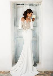 Style 8936 Crepe Long Sleeve Wedding Dress With Beaded