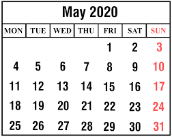 Free May 2020 Printable Calendar Template In Pdf Excel
