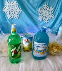 blue party punch with snow