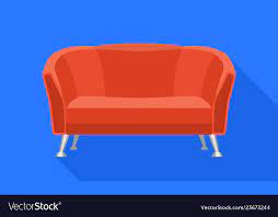 Red Cover Sofa Icon Flat Style Royalty