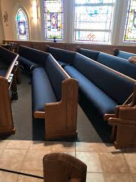 church pew refinishing reupholstery