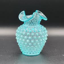Vintage Fenton Blue Hobnail Bud Vase