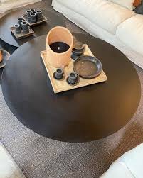 Round Black Metal Coffee Table Large