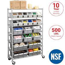 gray 7 tier nsf 22 bin rack storage