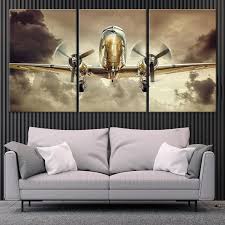 Vintage Airplane Art Canvas Wall Art