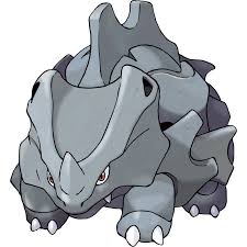A large grey pokémon with a drill for a horn looked ready to fight. Rhyhorn Pokemon Bulbapedia The Community Driven Pokemon Encyclopedia