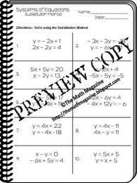 Equations Substitution Method Worksheet
