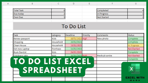 how to make a daily to do list in excel