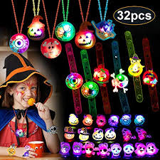 Halloween Party Favors For Kids Light Up Halloween Toys Glow Rings Necklaces Bracelets 32 Pack Halloween Led