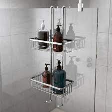 All chrome and really shiney. Alberta 2 Tier Hanging Shower Caddy Chrome Victorian Plumbing Uk