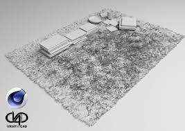 fur carpet and books c4d vray 3d model