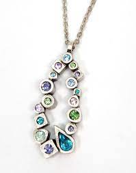 patricia locke beeline silvertone drop necklace in color waterlily crystal