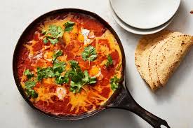 vegetarian skillet chili with eggs and