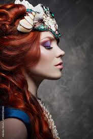 redhead fabulous look blue long