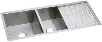 double bowl kitchen sink and drainboard