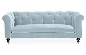 dexter sky blue velvet tufted sofa