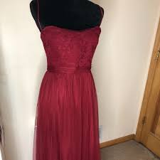 Amsale Wine Red Formal Tulle Evening Gown