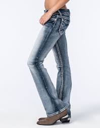 Amethyst Jeans Blue Stitch Womens Slim Bootcut Jeans Dkbls