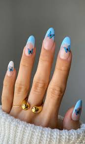 31 cute sky blue french tip nails