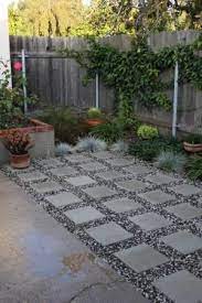 simple square pavers and gravel by