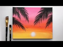 simple sunset acrylic painting for