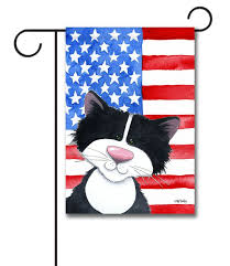 Patriotic Cat Garden Flag Fourth